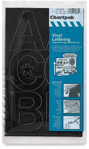 Open in modal - Chartpak Vinyl Letters - Front of package of very large Black letters