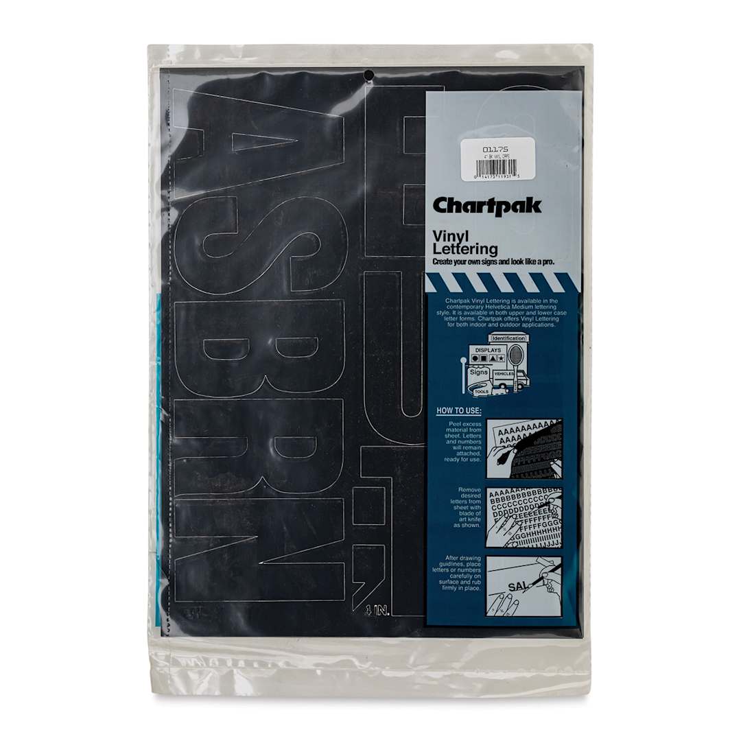 Open in modal - Chartpak Vinyl Letters – 4" Capital Letters, Black - front of packaging
