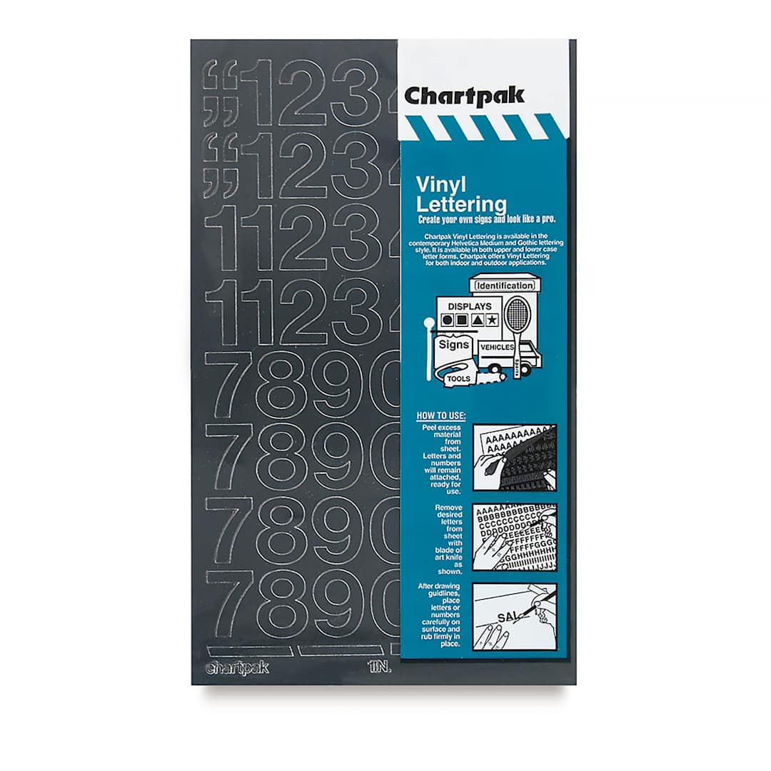 Open in modal - Chartpak Vinyl Numbers - 1" Numbers, Black