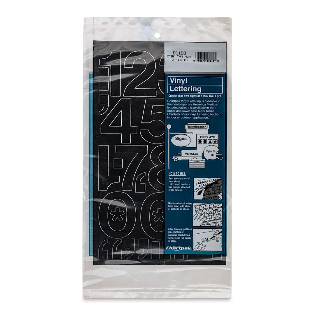 Open in modal - Chartpak Vinyl Numbers - 2" Numbers, Black - front of packaging