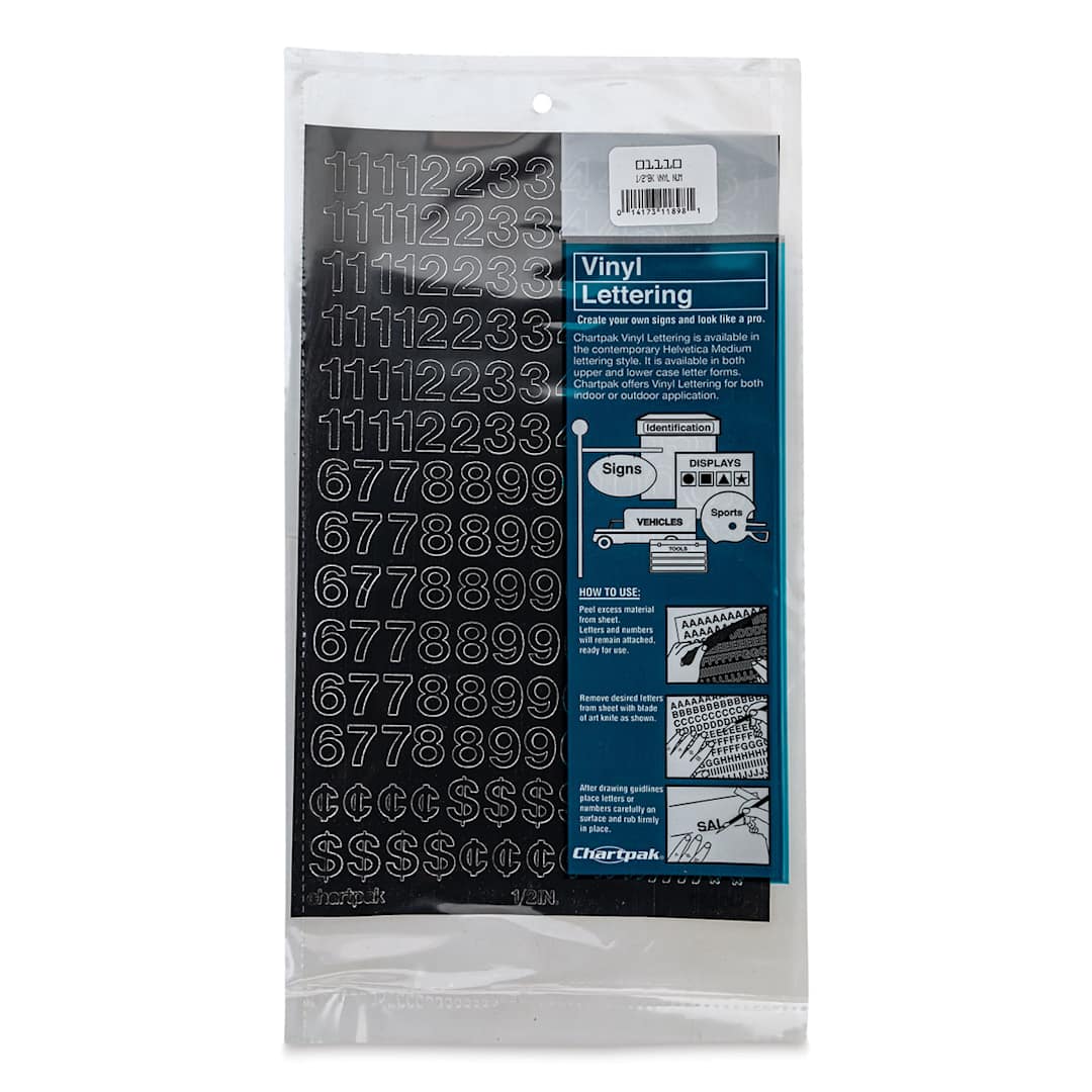 Open in modal - Chartpak Vinyl Numbers - 1/2" Numbers, Black - front of packaging