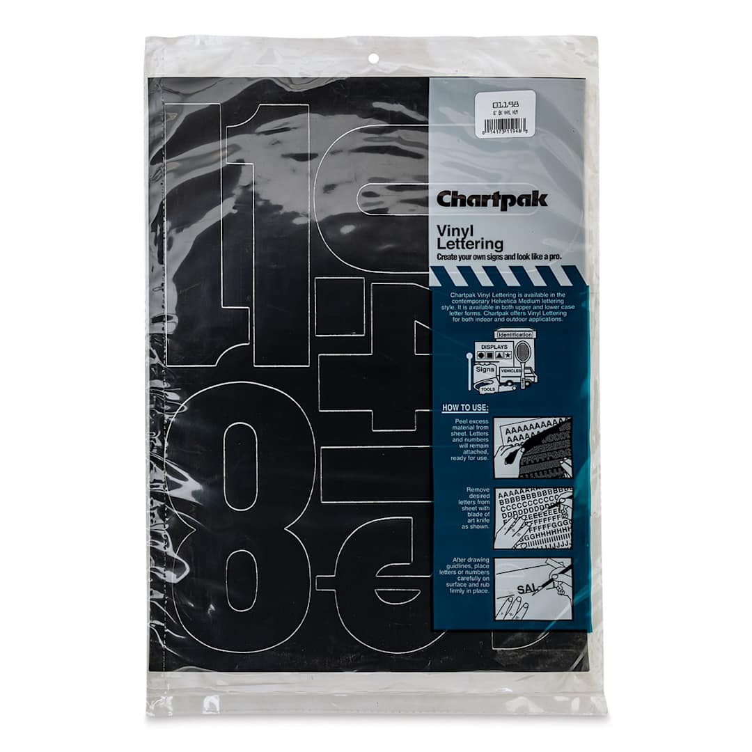 Open in modal - Chartpak Vinyl Numbers - 6" Numbers, Black - front of packaging