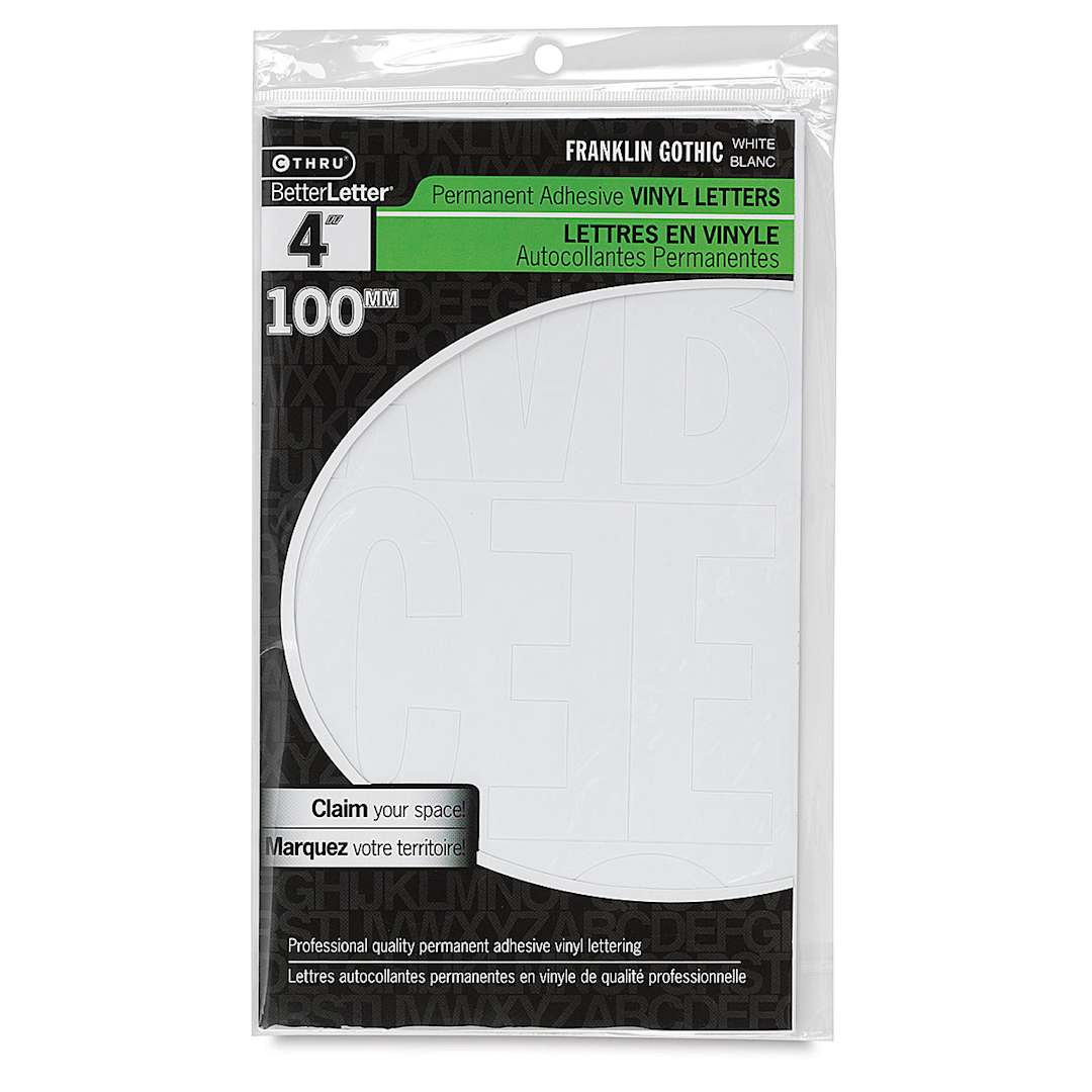 Open in modal - Westcott BetterLetter Self-Adhesive Vinyl Letters – 4” Permanent Letters, Franklin Gothic, White