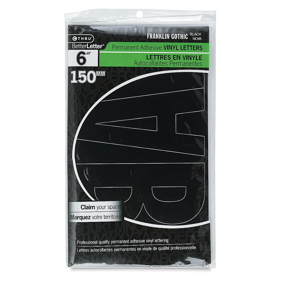 Open in modal - Westcott BetterLetter Self-Adhesive Vinyl Letters – 6” Permanent Letters, Franklin Gothic, Black