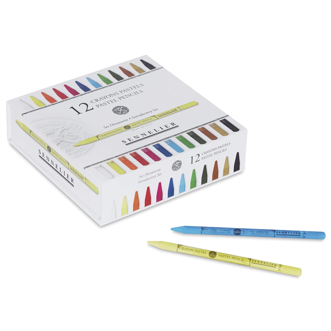Open in modal - Sennelier Woodless Pastel Pencils - Set of 12, Assorted, two pencils outside of packaging