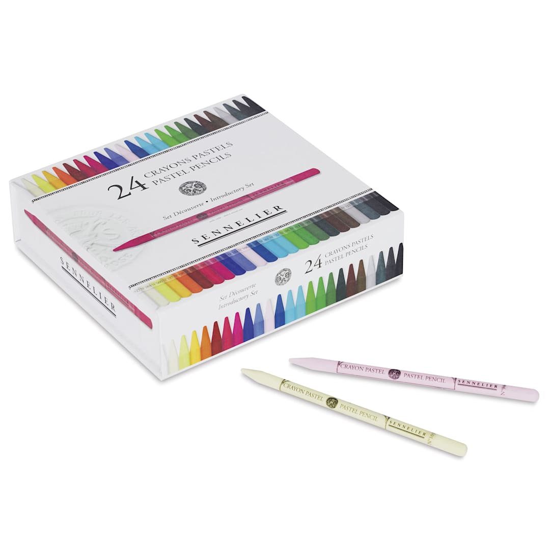 Open in modal - Sennelier Woodless Pastel Pencils - Set of 24, Assorted, two pencils outside of packaging