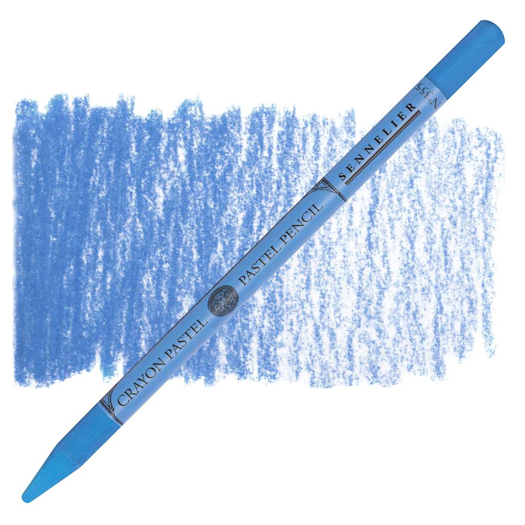 Open in modal - Sennelier Woodless Pastel Pencil - Cobalt Blue Hue, pencil and swatch