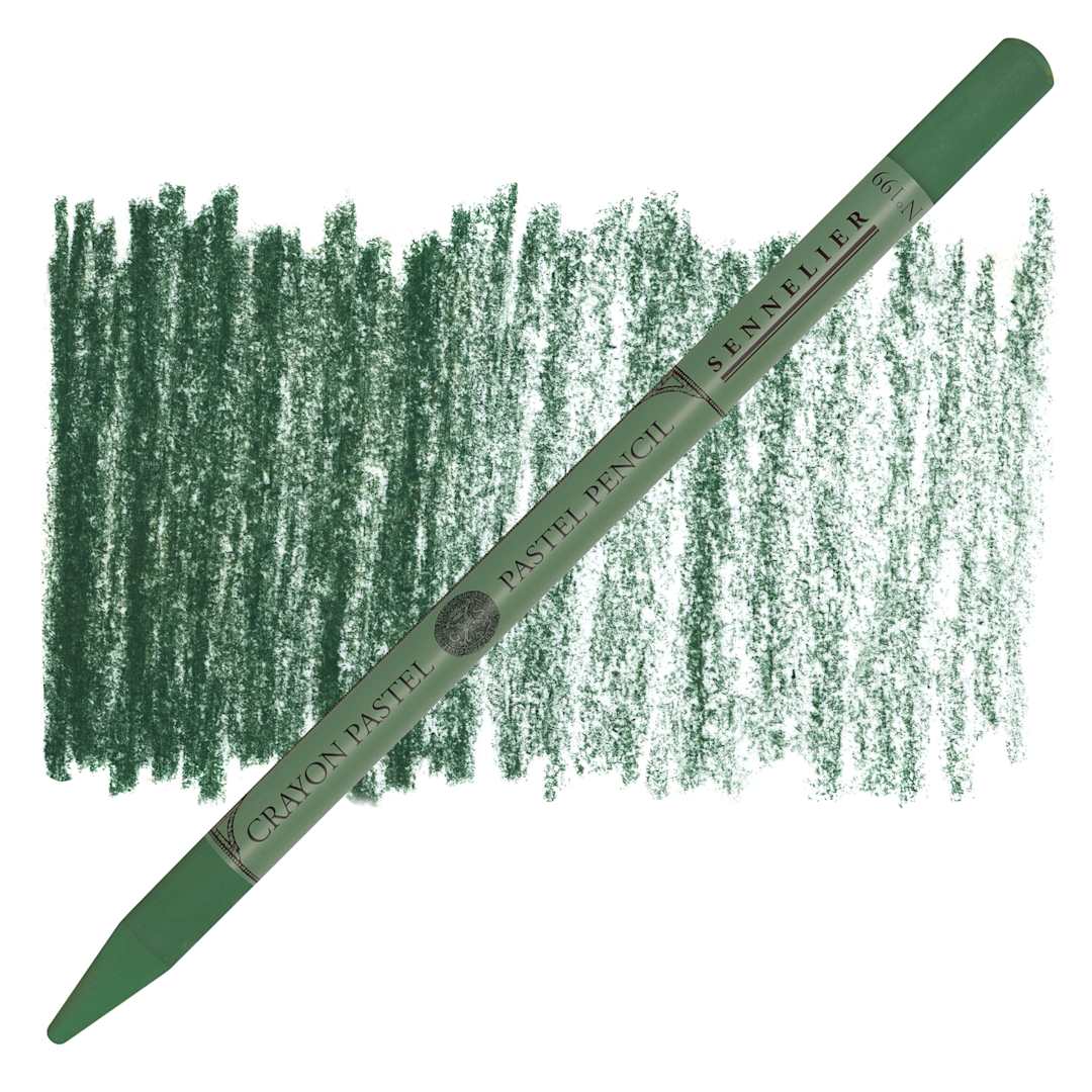 Open in modal - Sennelier Woodless Pastel Pencil - Leaf Green, pencil and swatch