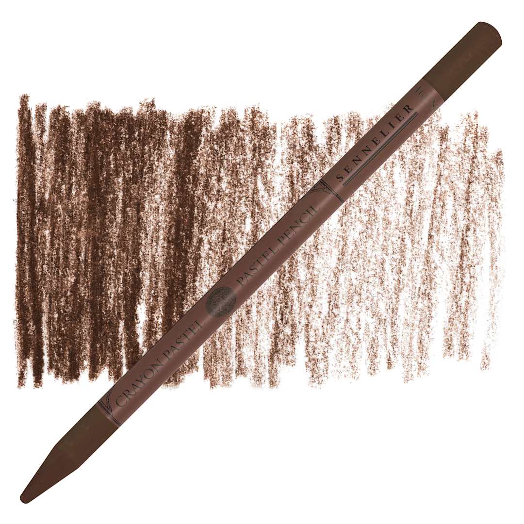 Open in modal - Sennelier Woodless Pastel Pencil - Warm Brown, pencil and swatch