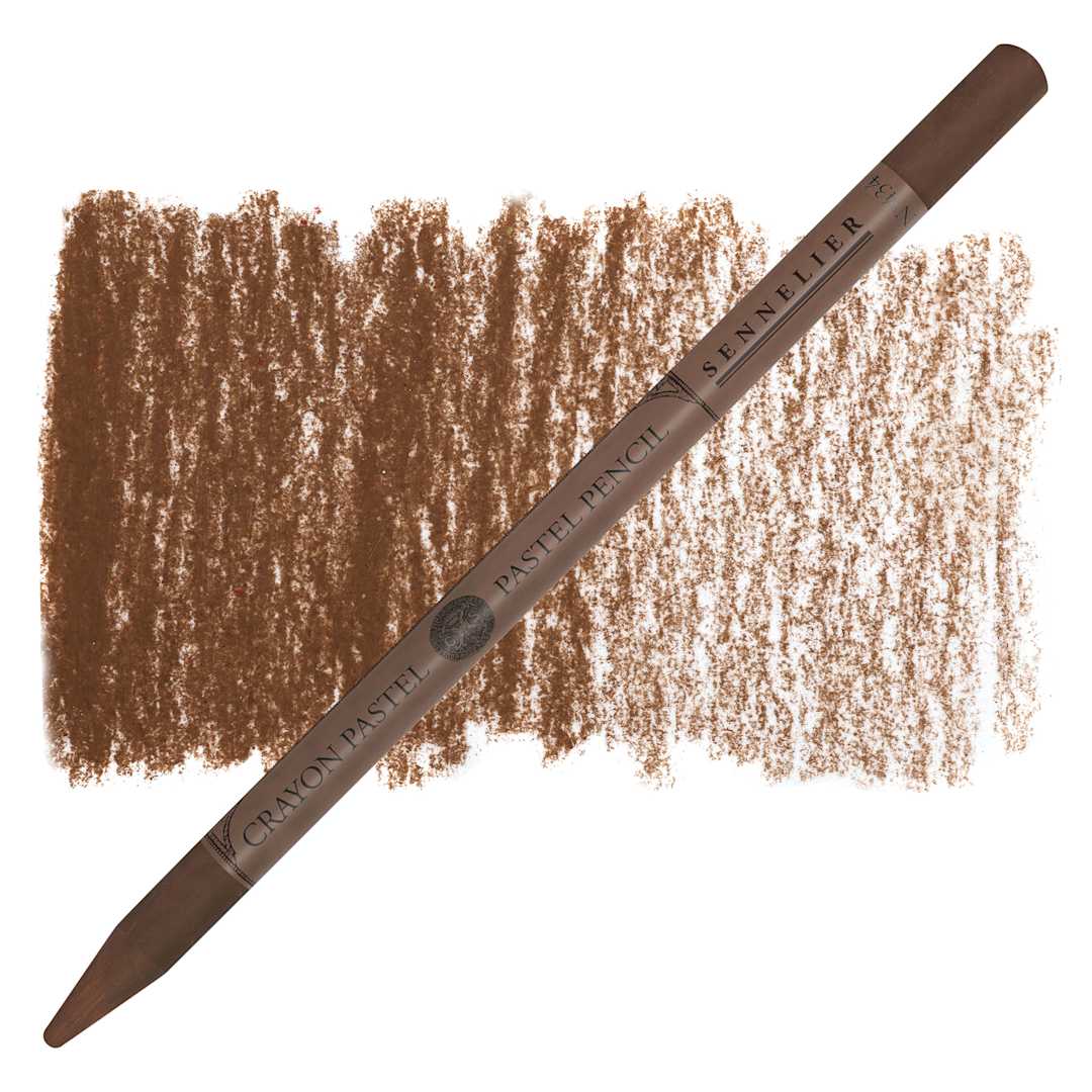 Open in modal - Sennelier Woodless Pastel Pencil - Van Dyck Brown, pencil and swatch