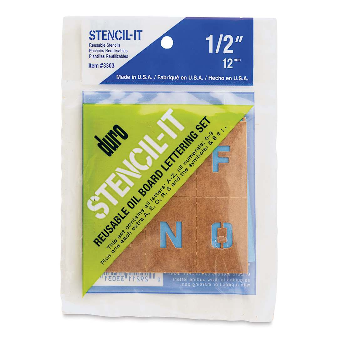 Open in modal - Oil Board Lettering Stencils - 1/2" Set - front of packaging