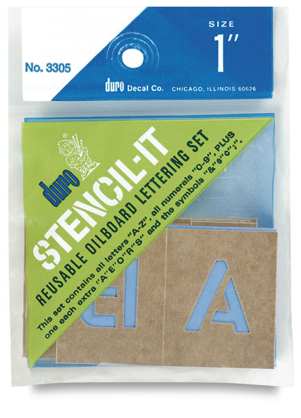 Open in modal - Oil Board Lettering Stencils - Front of package shown for 1" Stencils