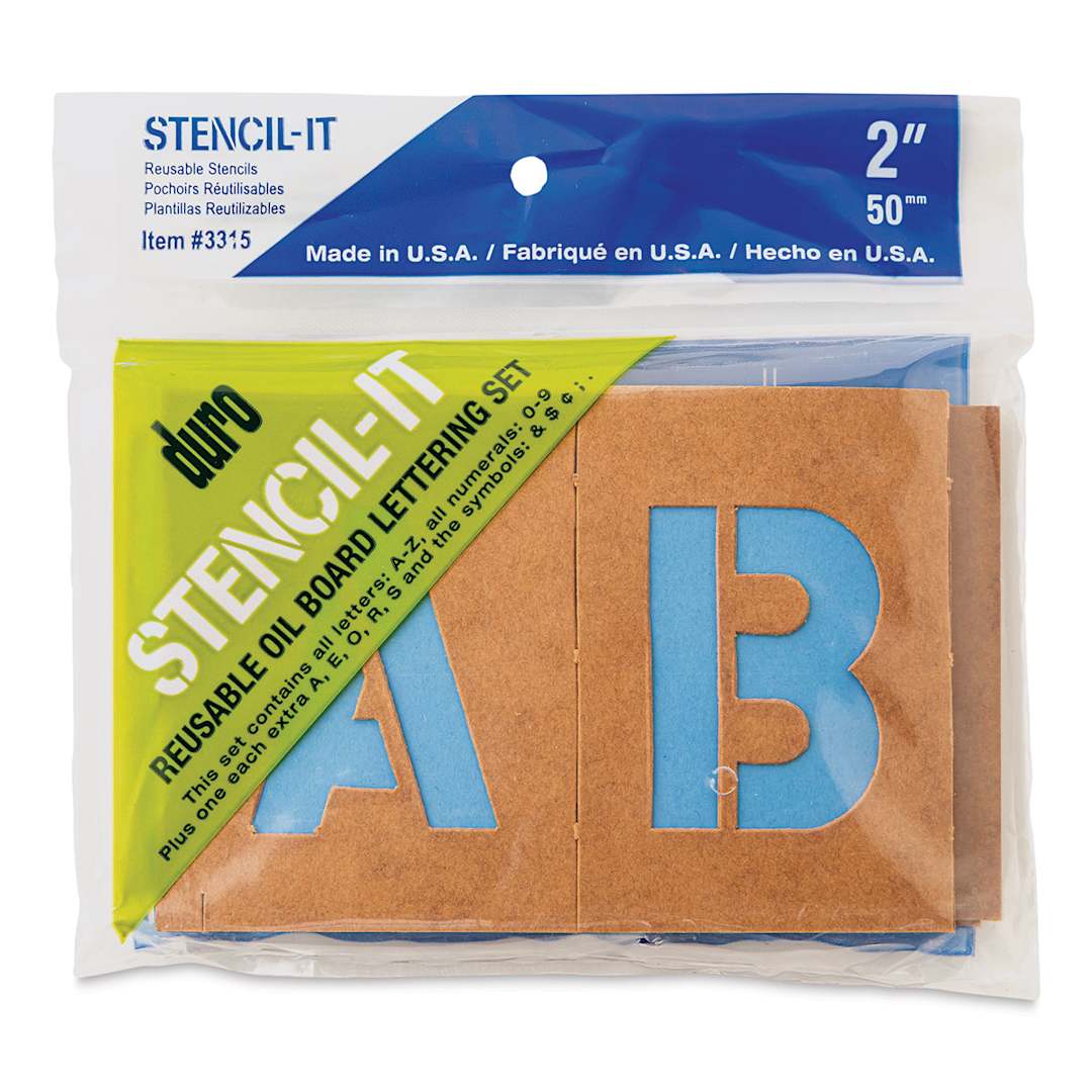 Open in modal - Oil Board Lettering Stencils - 2" Set - front of packaging