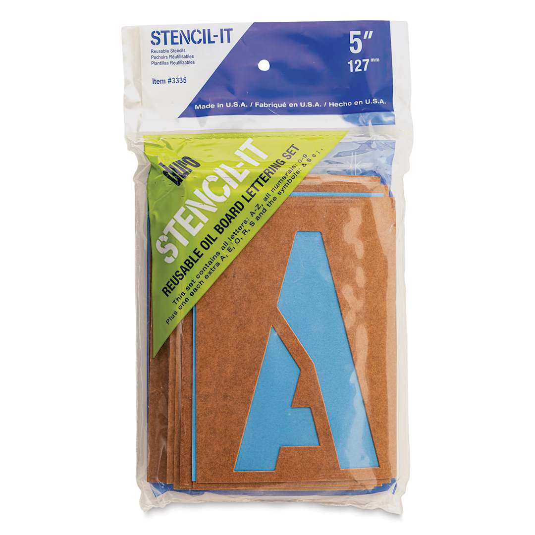Open in modal - Oil Board Lettering Stencils - 5" Set - front of packaging