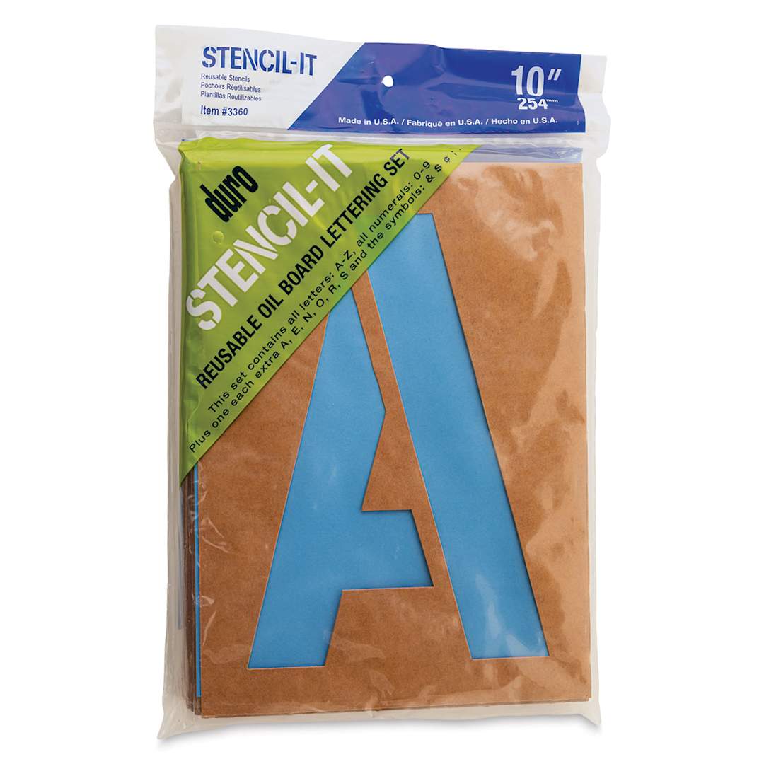Open in modal - Oil Board Lettering Stencils - 10" Set - front of packaging