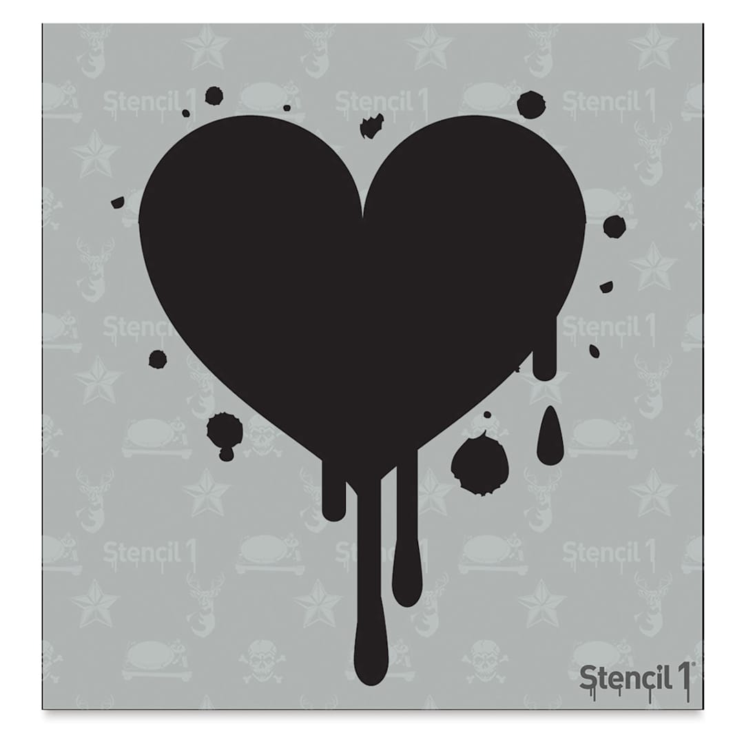 Open in modal - Stencil1 Stencil - Dripping Heart, 5-3/4" x 6"