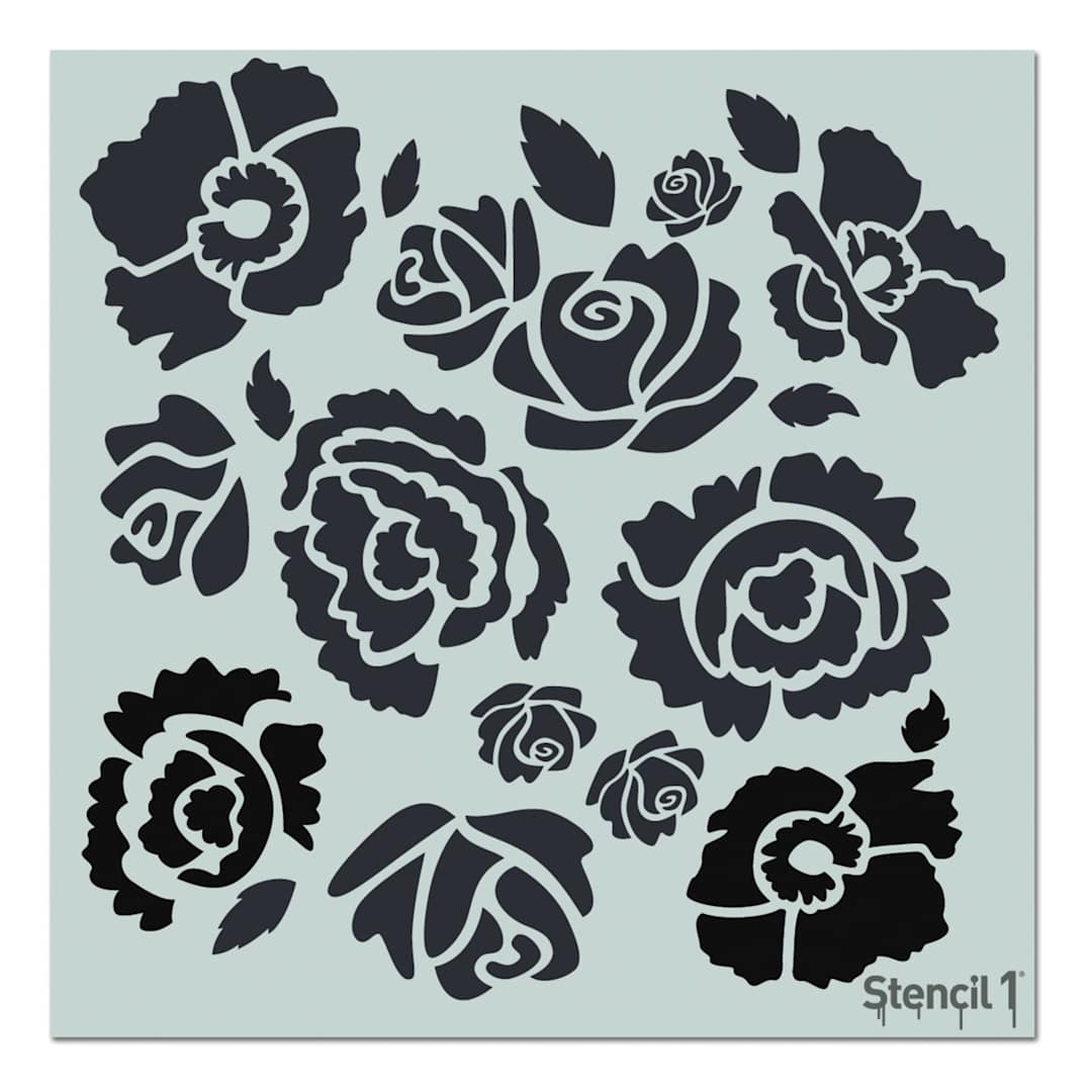 Open in modal - Stencil1 Stencil - Bouquet, Repeat Pattern, 11" x 11"