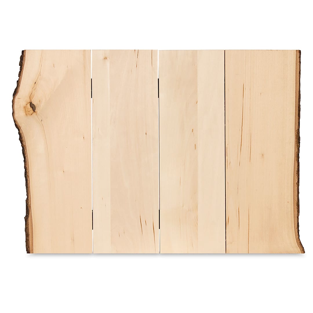 Open in modal - Walnut Hollow Basswood Bark Edge Panel - Front view of panel showing Bark edges