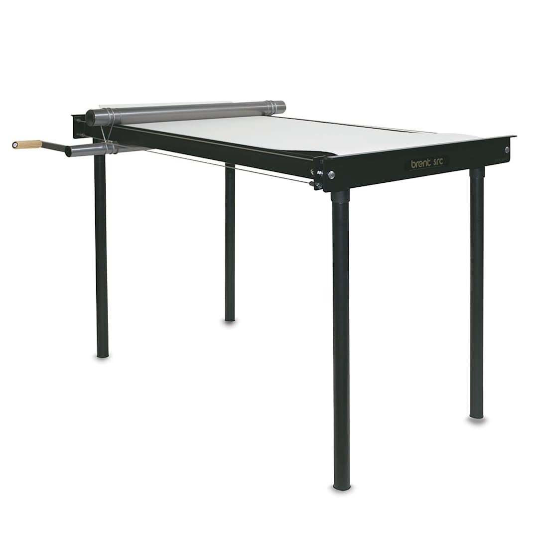 Open in modal - Brent SRC Slab Roller - Right angled view of slab roller with optional legs attached