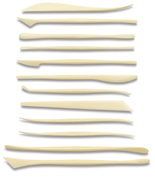 Open in modal - Sculpture House Duron Plastic Sculpting Tool Set - 12 assorted tools shown horizontally