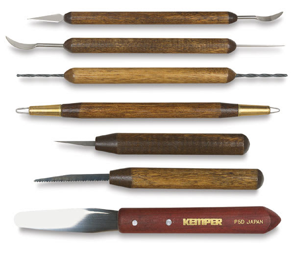 Open in modal - Kemper Ceramic Tool Set - All 7 ceramic tools shown horizontally 