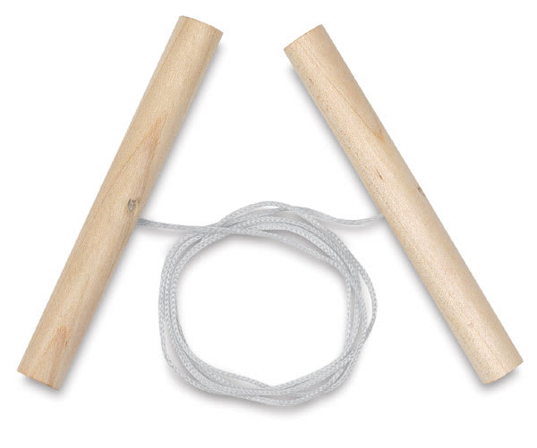 Open in modal - Nylon Clay Cutter - Top view of Wrapped Nylon string and wooden handles
