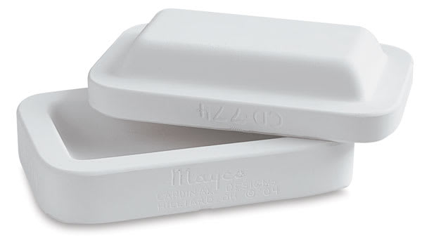 Open in modal - Mayco Slump and Hump Molds - Two piece Rectangle Mold shown slightly open