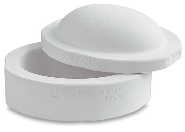 Open in modal - Mayco Slump and Hump Molds - Two piece Oval Mold shown slightly open