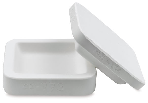 Open in modal - Mayco Slump and Hump Molds - Two piece Square Mold shown  open