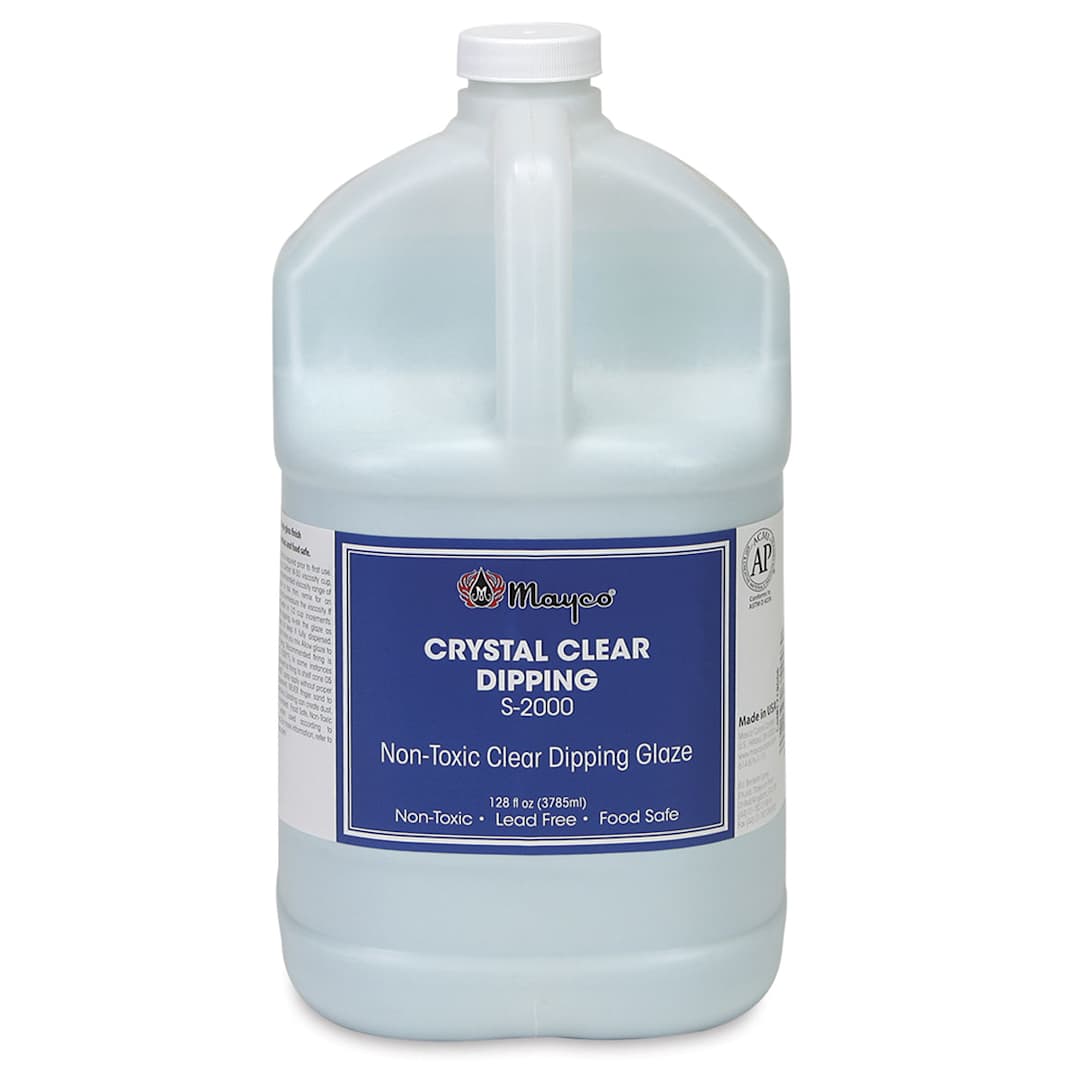 Open in modal - Mayco Crystal Clear Dipping Glaze - Front of one gallon jug with label