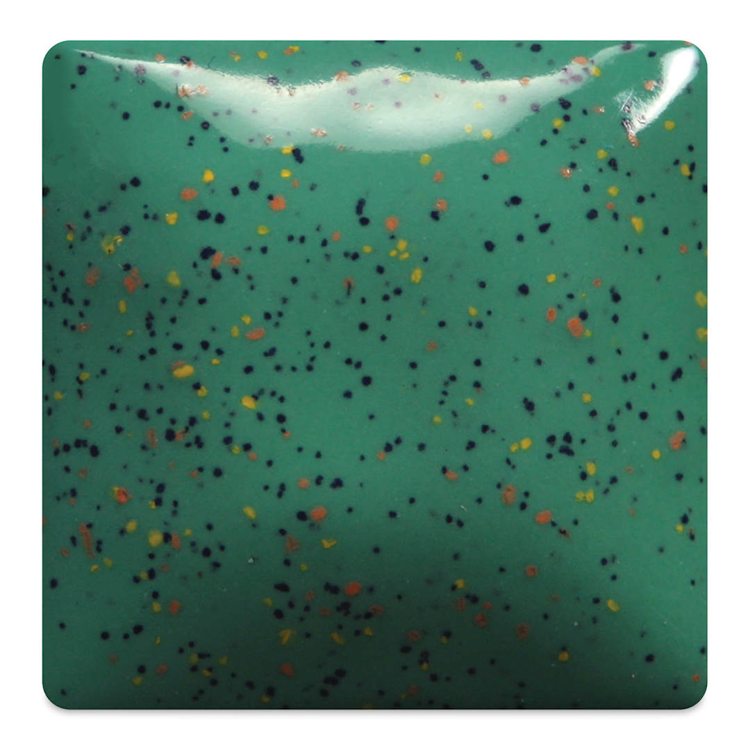 Open in modal - Mayco Speckled Stroke & Coat Glaze - Speckled Jaded, fired at cone 06 oxidation