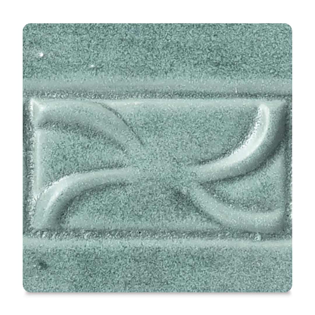 Open in modal - Amaco Potter's Choice Glazes - Satin Oribe, PC-15. Color sample in medium aqua.
