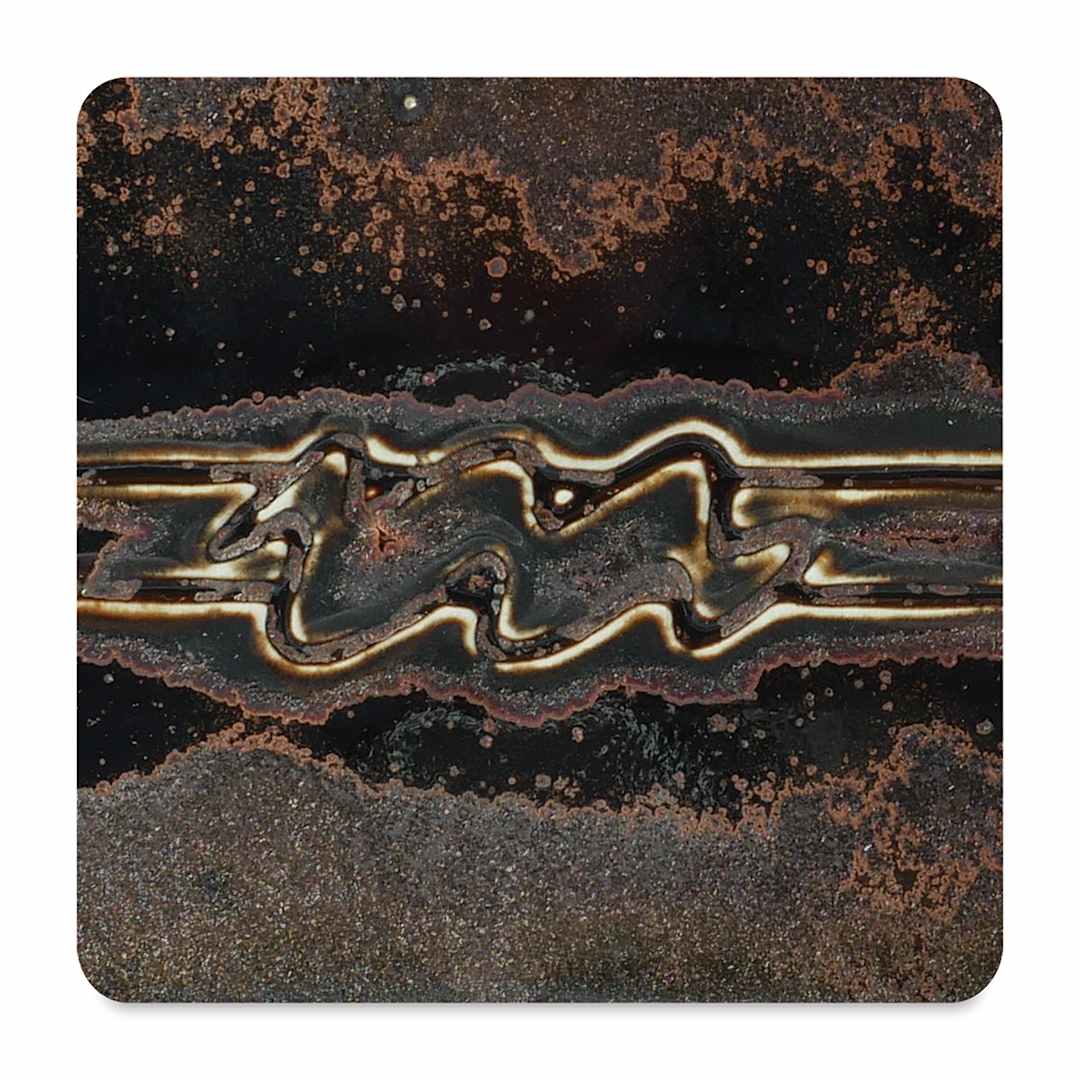 Open in modal - Amaco Potter's Choice Glaze - Black Aventurine. A fluid, rich black glaze that develops a metallic sparkle.