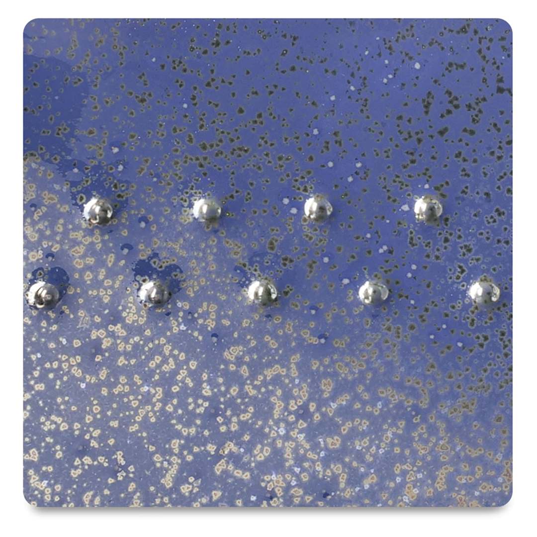 Open in modal - Amaco Potter's Choice Glazes - Blue Spark, PC-11. Color sample of light-dark color texturing.