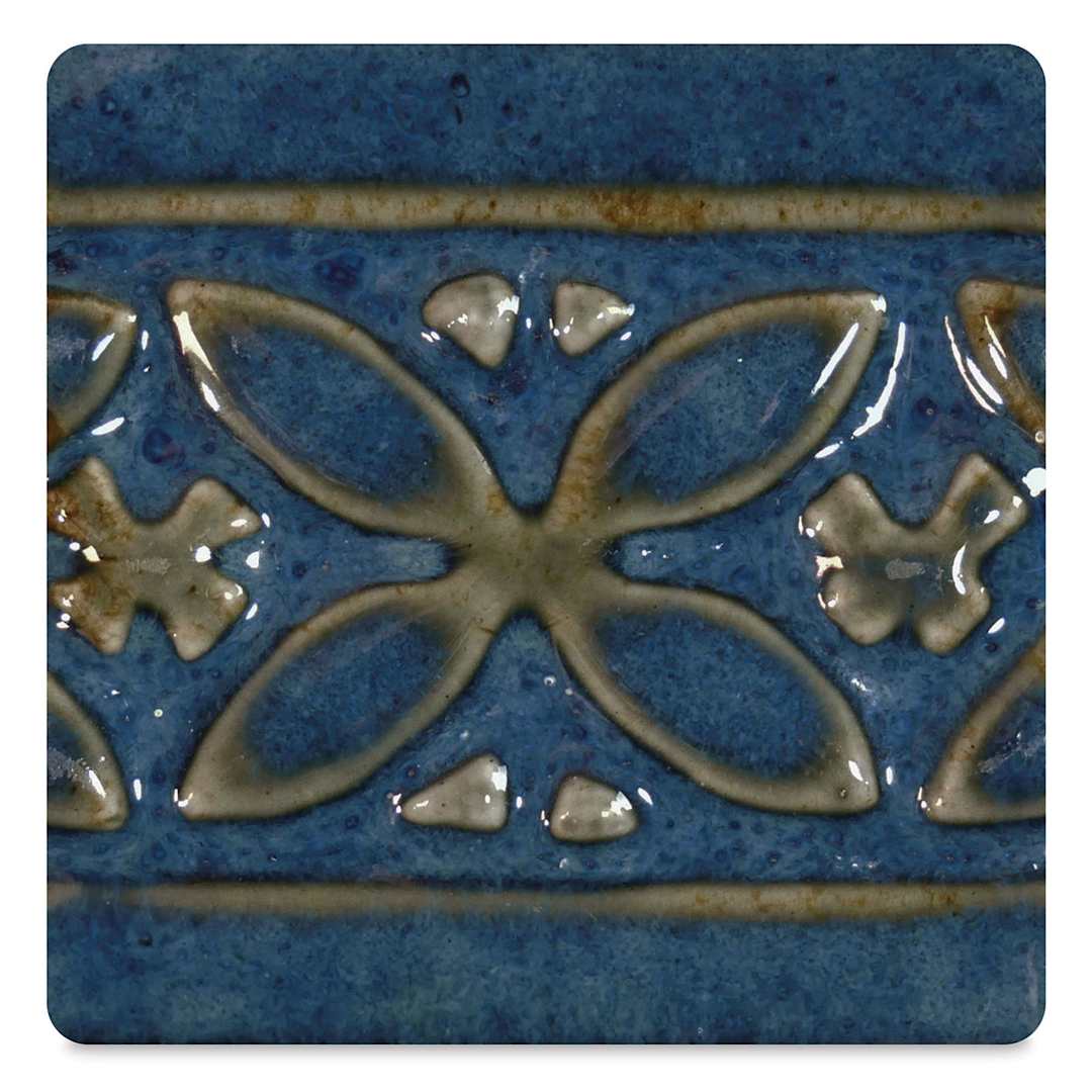 Open in modal - Amaco Potter's Choice Glazes - Sapphire Float, PC-24. Color sample in rich blue.
