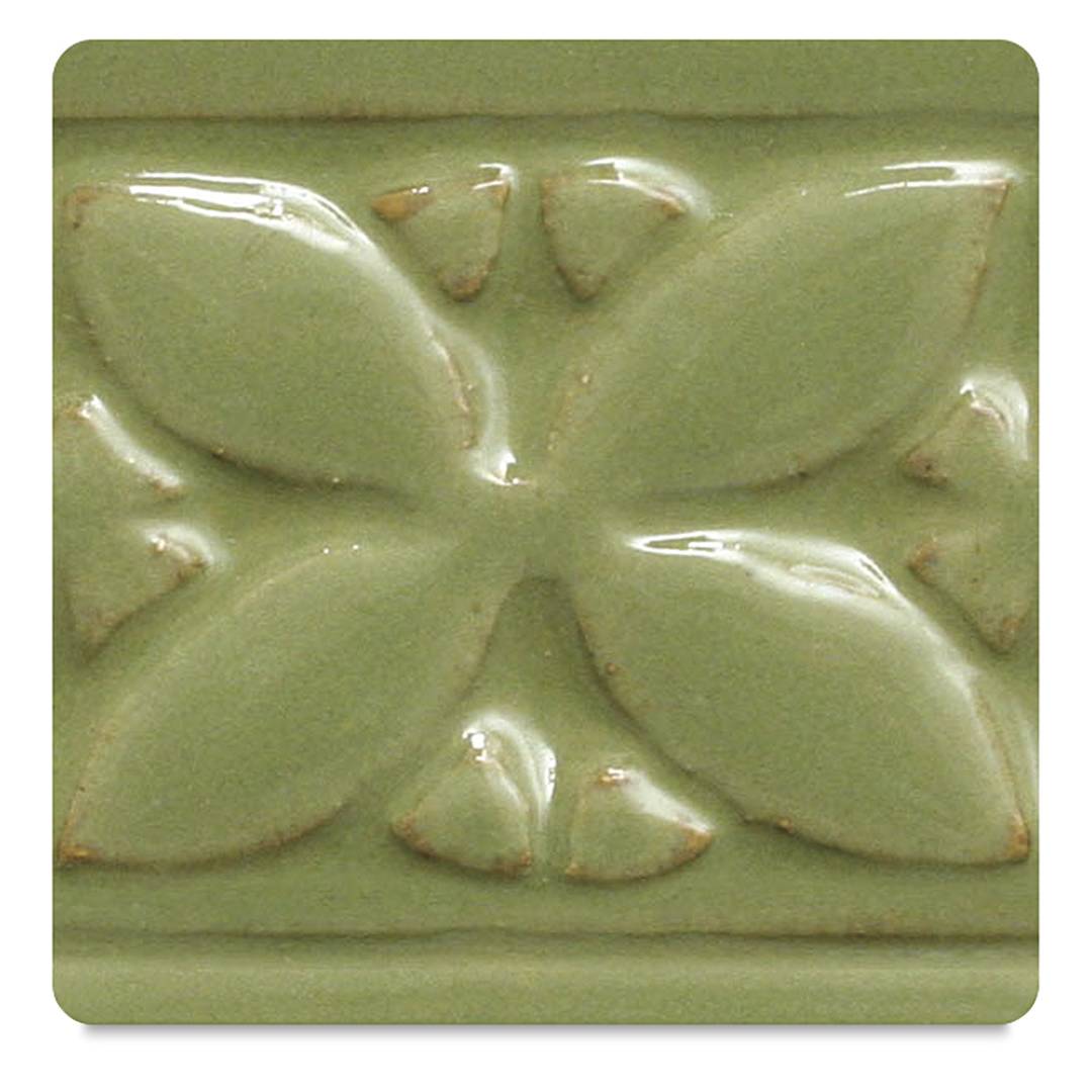 Open in modal - Amaco Potter's Choice Glazes - Lustrous Jade, PC-46. Color sample in jade green.