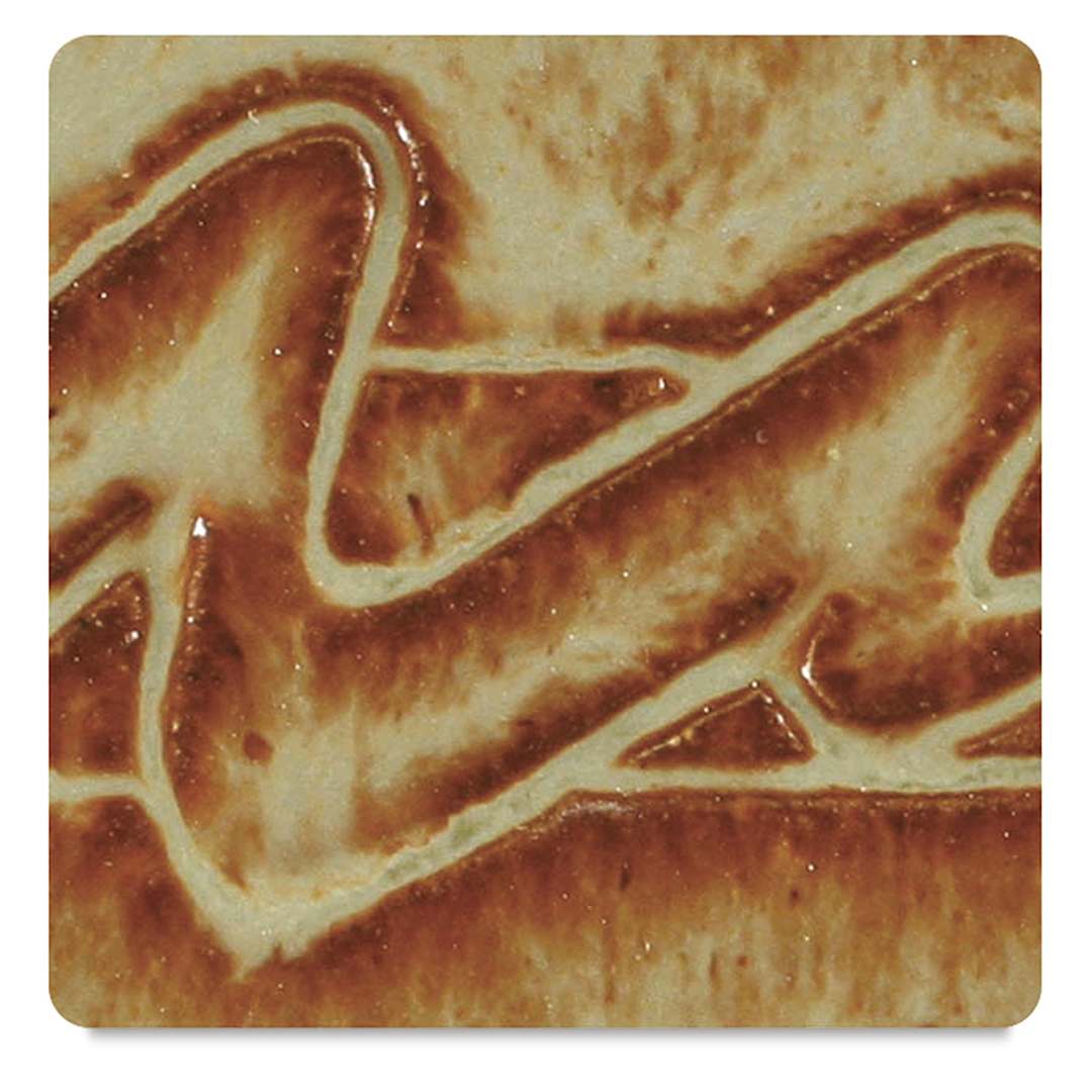 Open in modal - Amaco Potter's Choice Glazes - Albany Slip Brown, PC-32. Color sample with light- dark contrast.