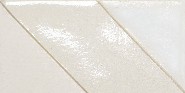 Open in modal - Amaco No. 38 White Stoneware Clay (left to right, Bisque, Clear Glaze, and White Glaze)