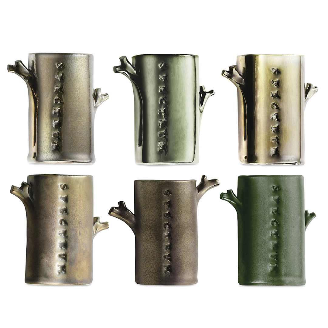 Open in modal - Spectrum Low Fire Metallic Glazes - Finished art with each glaze in Set of 6
