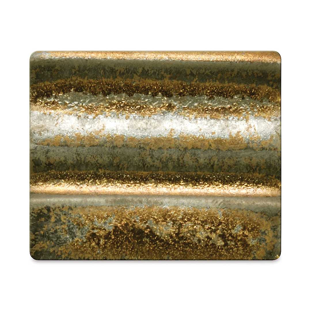 Open in modal - Spectrum Stoneware Glazes - Finished tile showing Gold Rain Glaze color