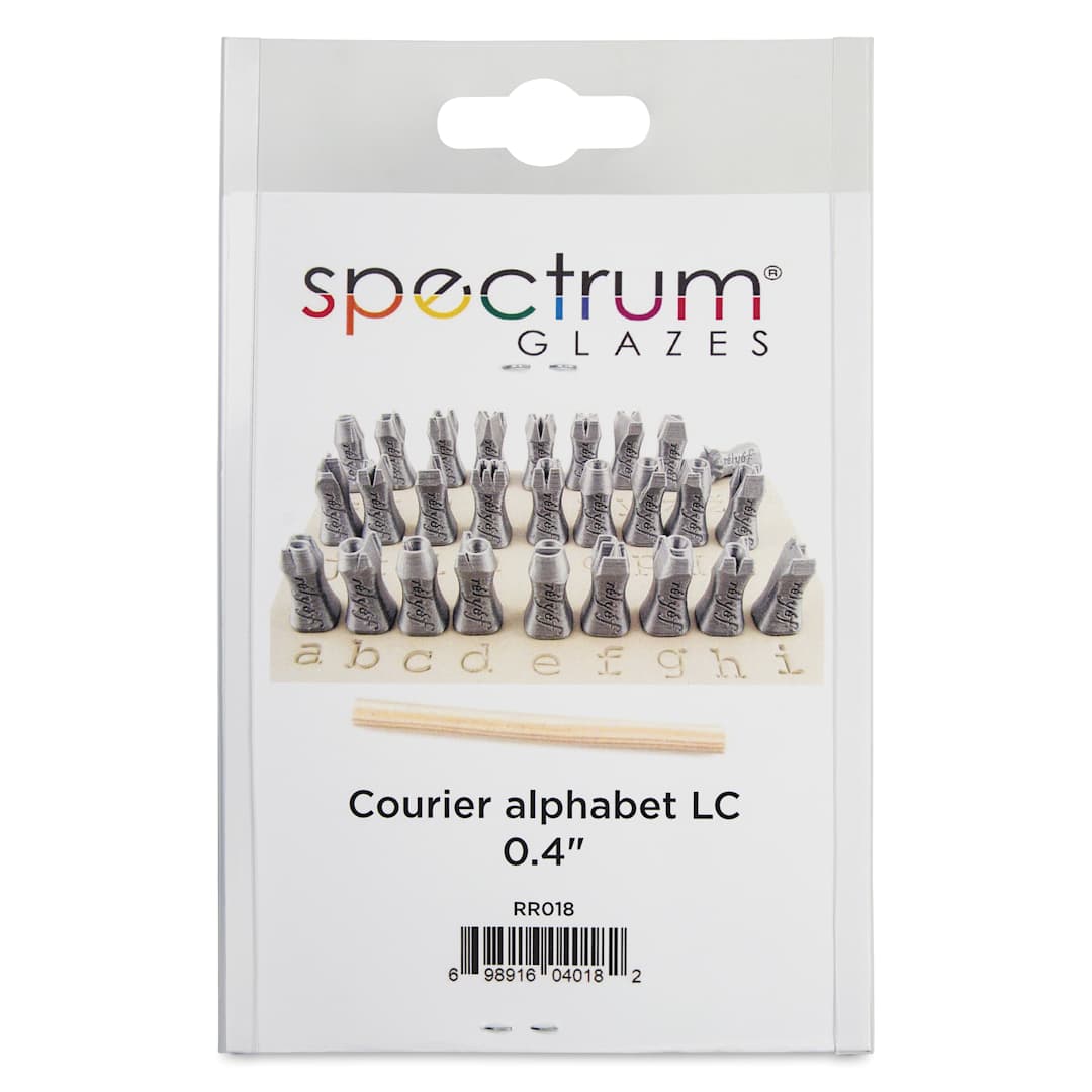 Open in modal - Spectrum Stamps - Courier Alphabet, Lowercase, Set of 27 - front of packaging