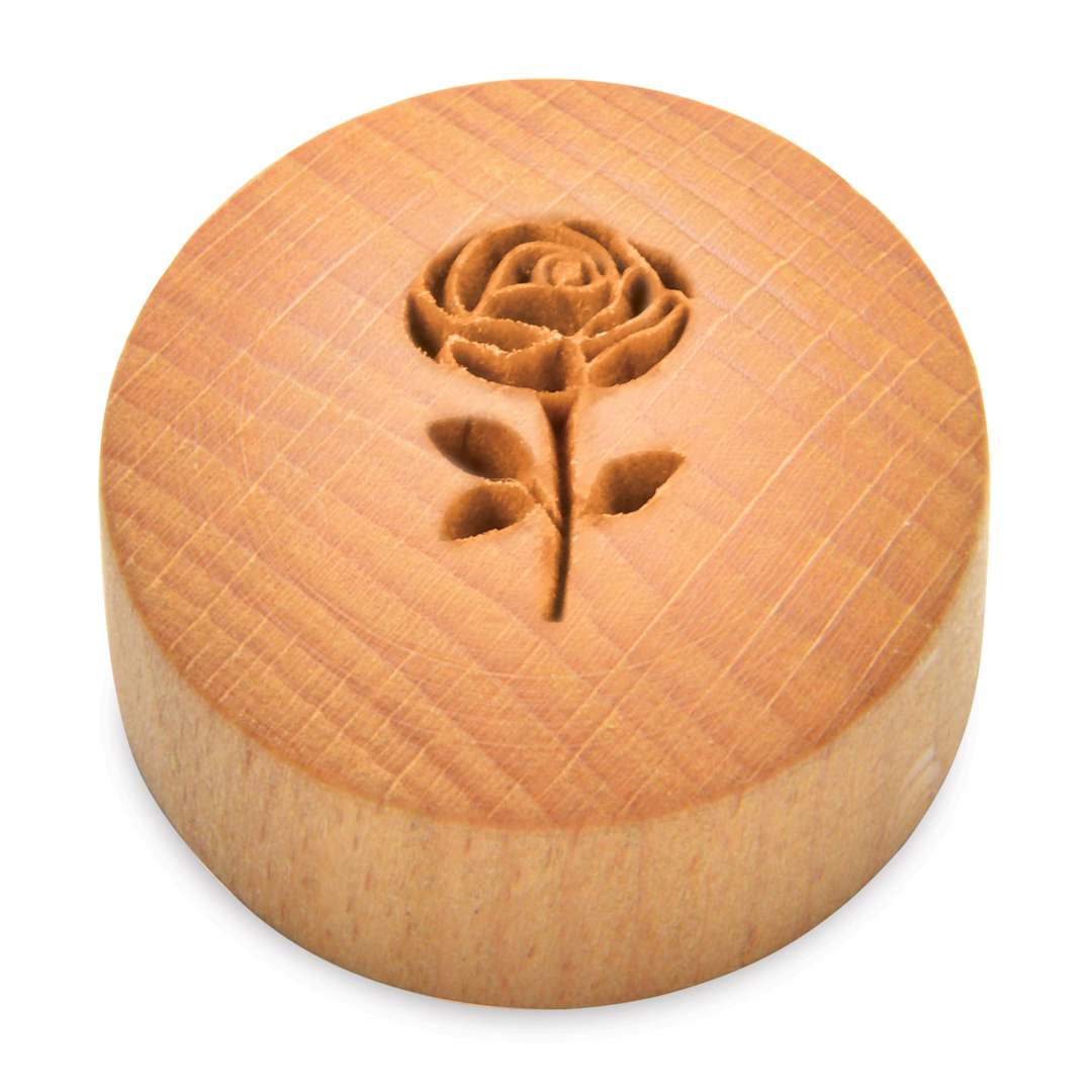 Open in modal - MKM Pottery Tools Curve Top Stamp - Rose with Stem