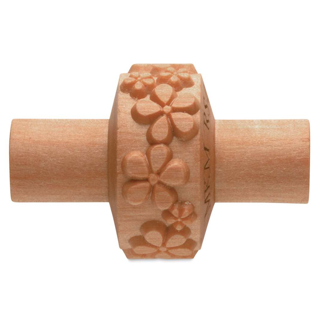 Open in modal - MKM Pottery Tools Small Handle Roller - Embossed Flowers