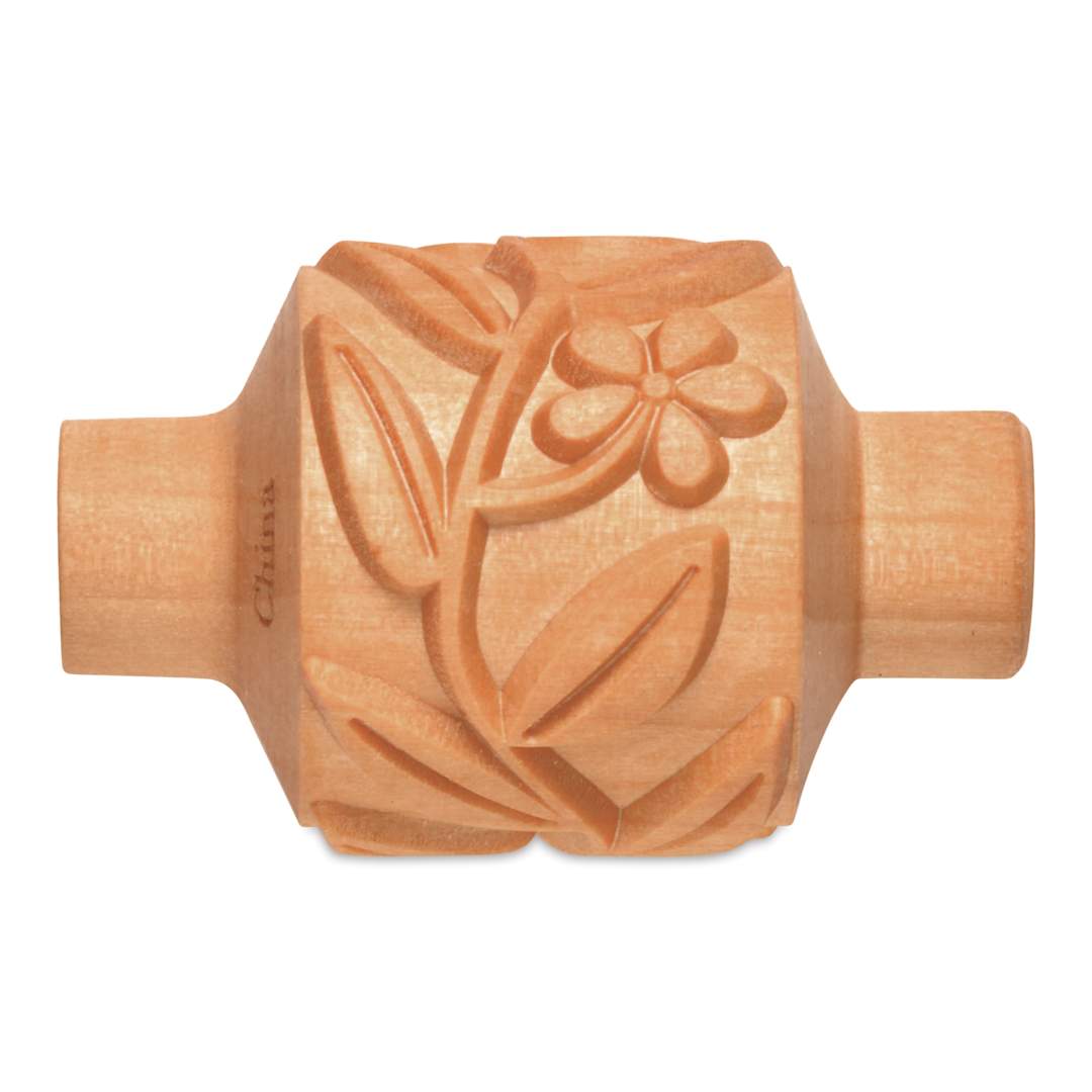 Open in modal - MKM Pottery Tools Medium Handle Roller - Flowers & Leaves