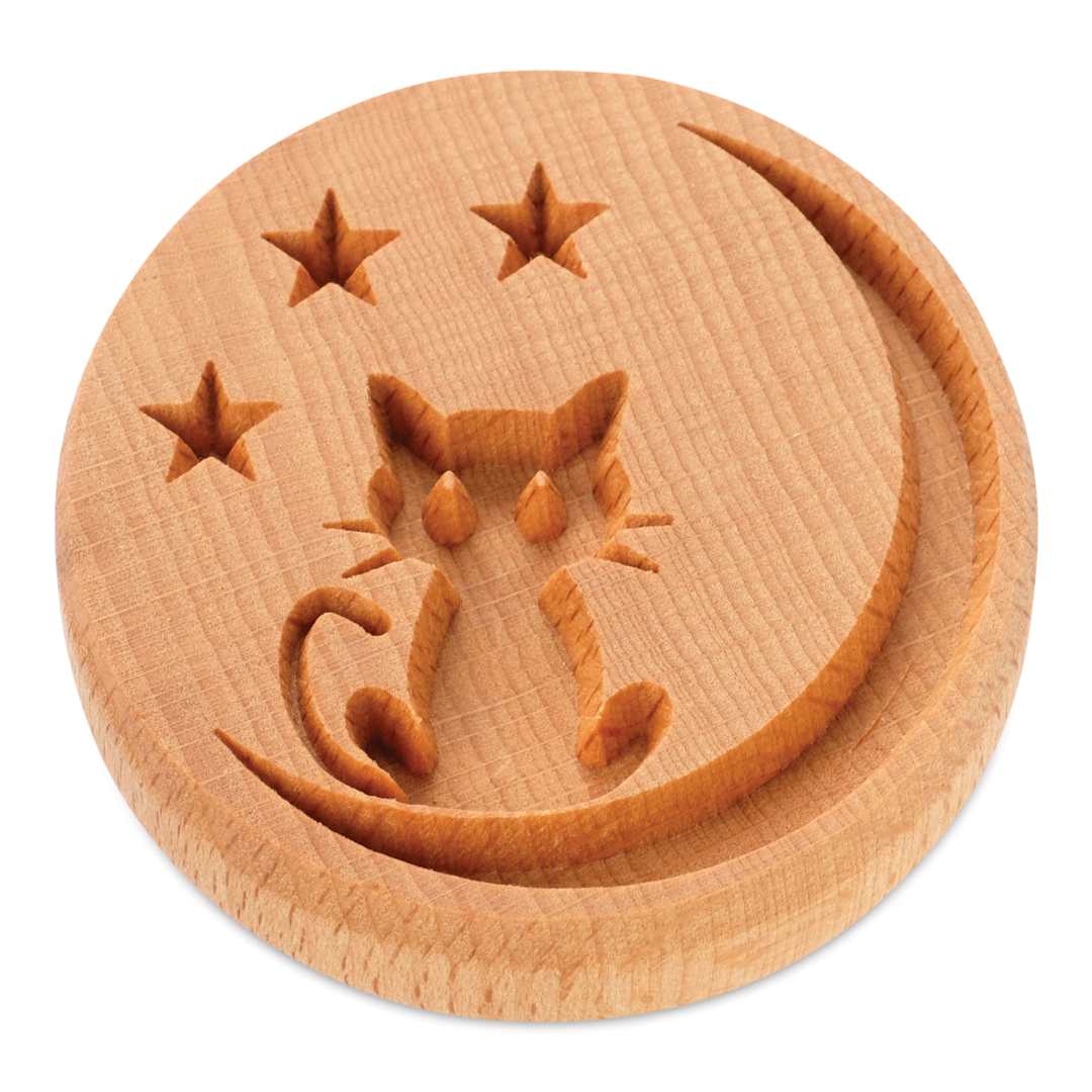 Open in modal - MKM Pottery Tools Extra Large Round Stamp - Cat on Moon