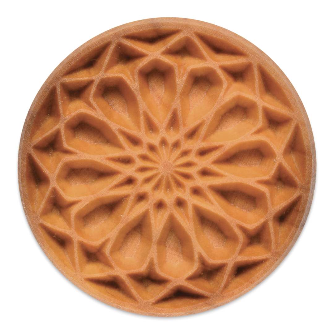 Open in modal - MKM Pottery Tools Round Stamp - SCL-011, Rose Window, Large