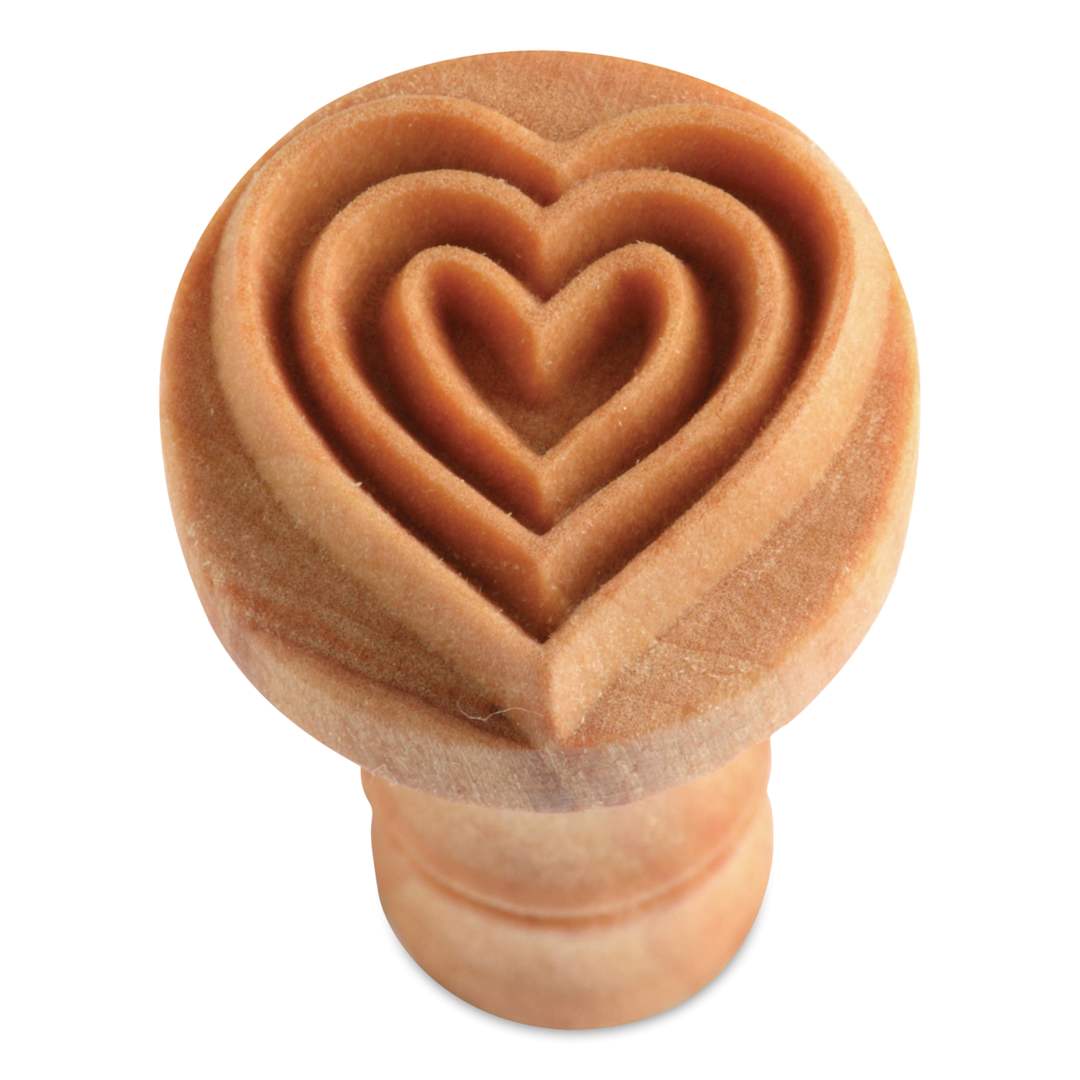 Open in modal - MKM Pottery Tools Round Stamp - SCM-038, Triple Heart, Medium