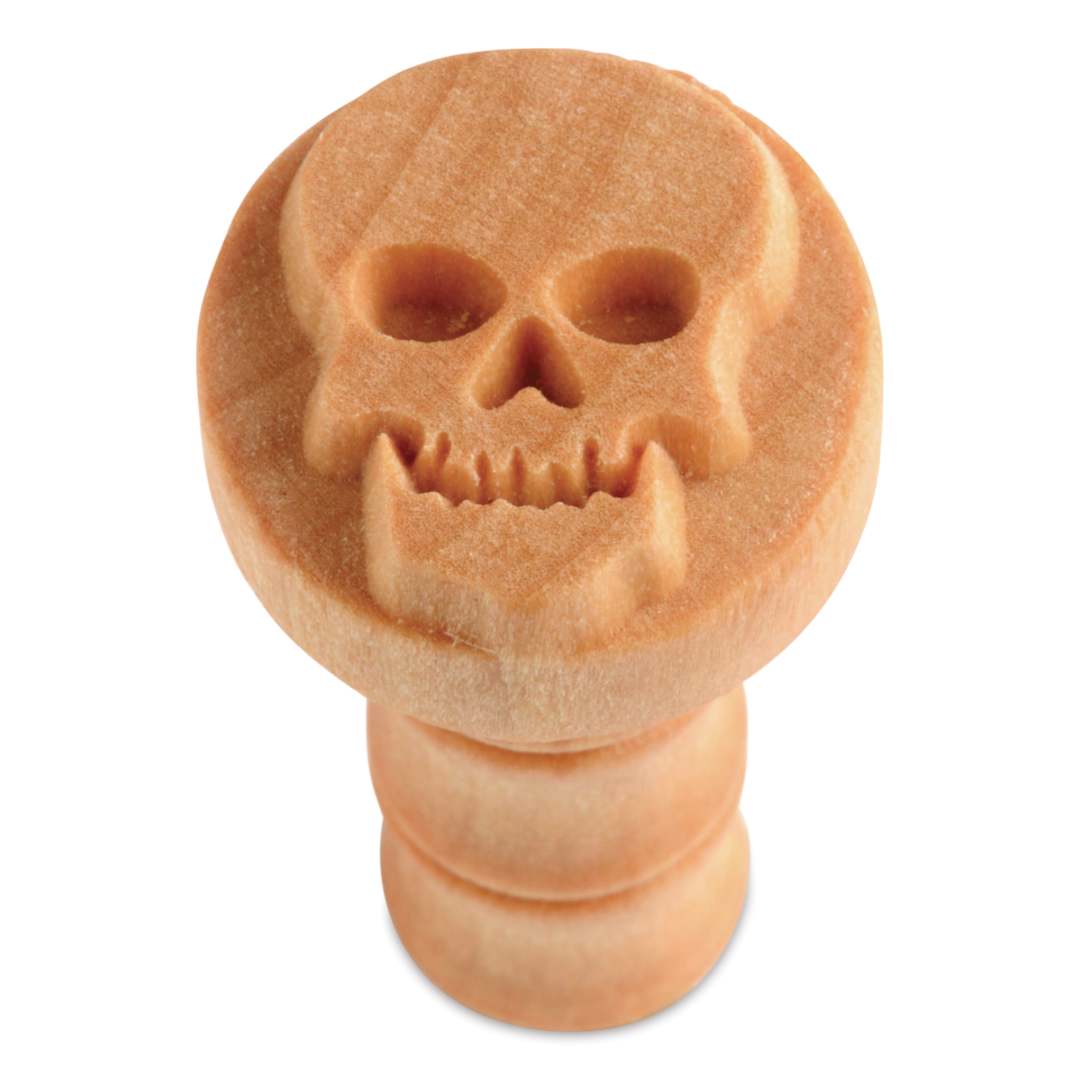 Open in modal - MKM Pottery Tools Round Stamp - SCM-106, Skull, Medium