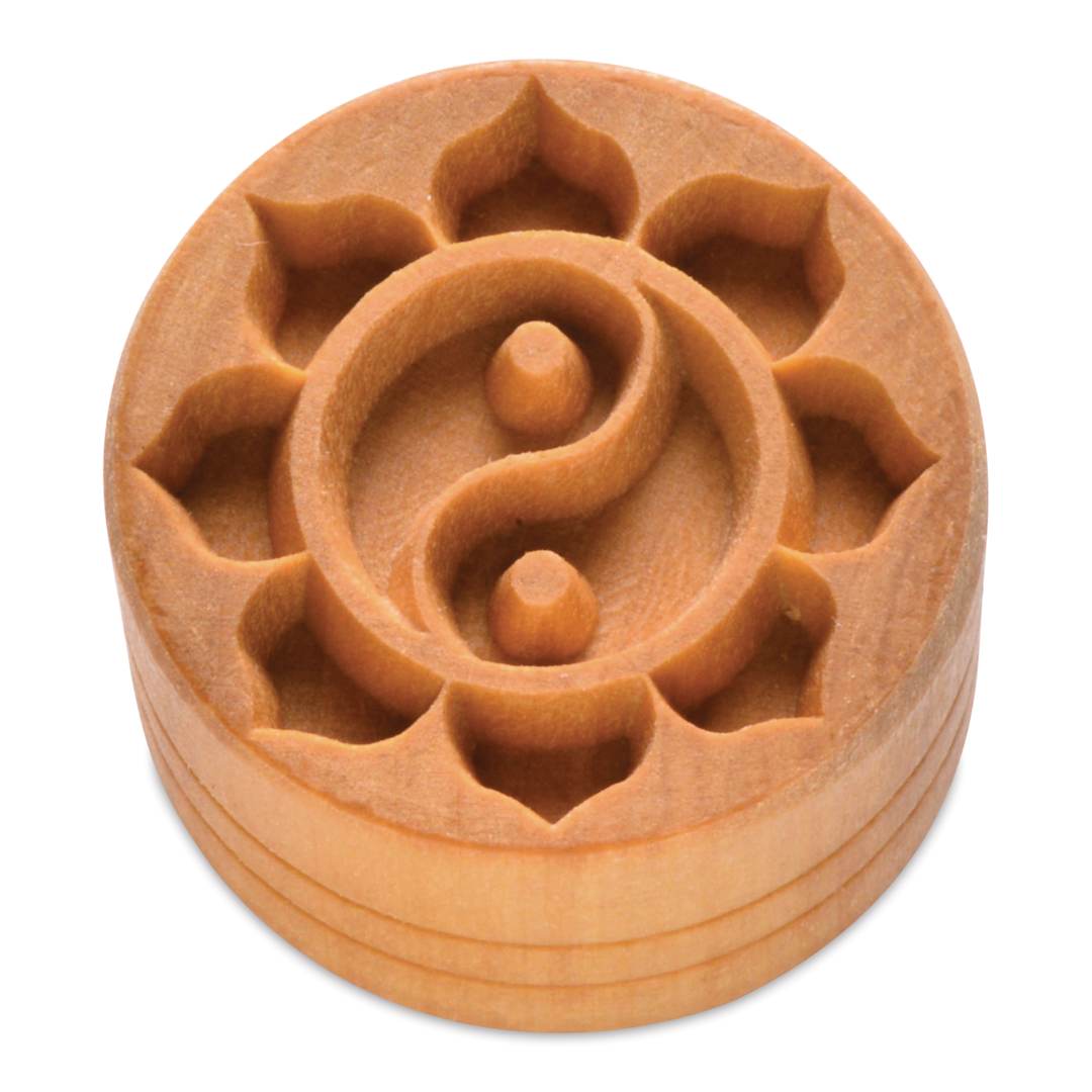 Open in modal - MKM Pottery Tools Round Stamp - SCL-066, Yin Yang Lotus, Large
