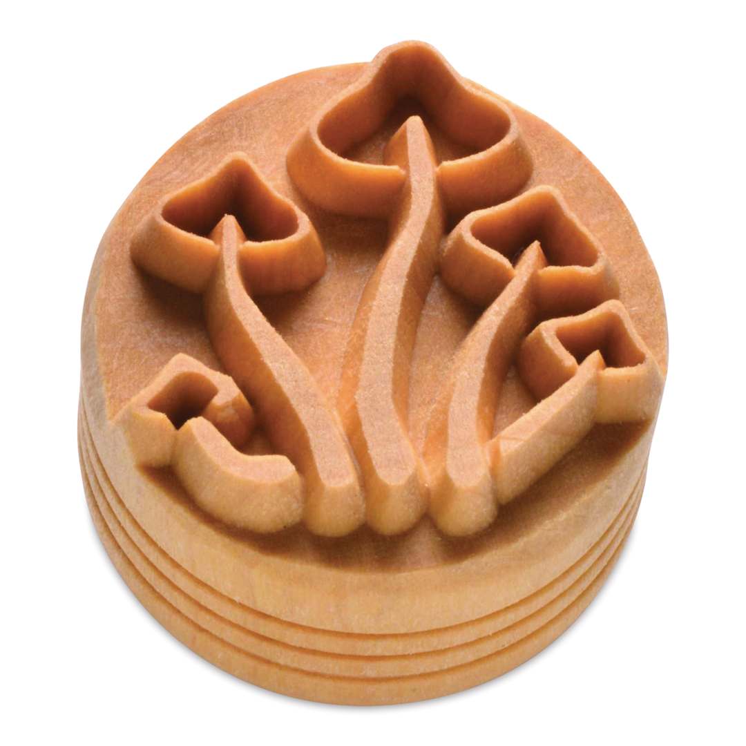 Open in modal - MKM Pottery Tools Round Stamp - SCL-090, Mushrooms, Large
